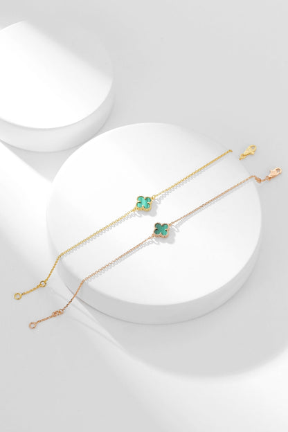 [Bling Jewelrys ]KLEEBLATT-ARMBAND MALACHIT 1 MOTIV