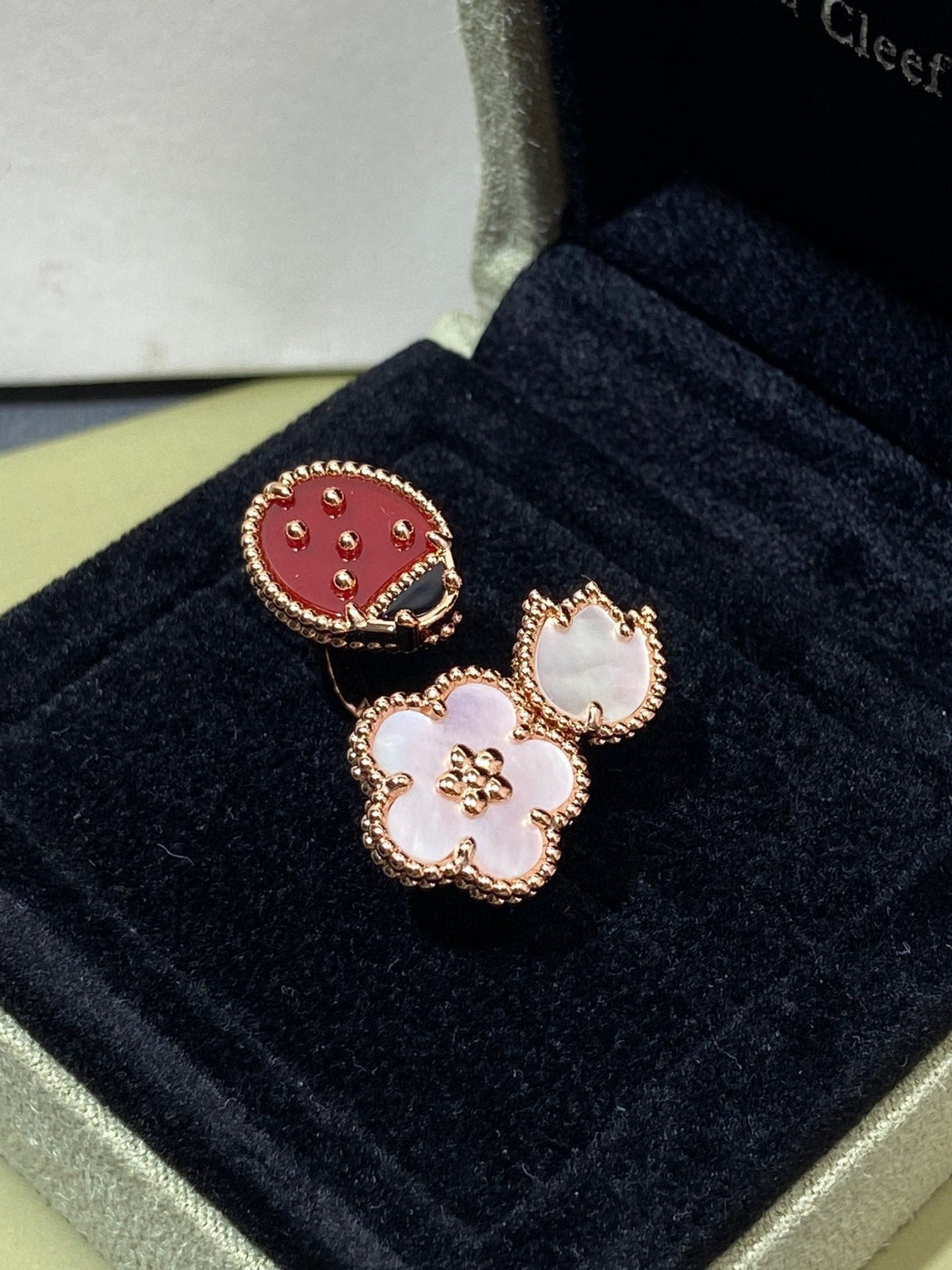 [Bling Jewelrys ]LUCKY 3 MOTIF ROSE GOLD RING