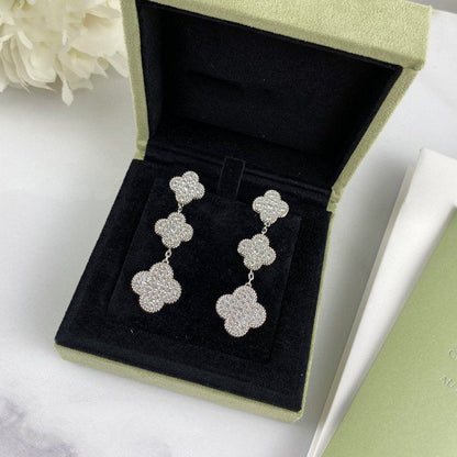 [Bling Jewelrys ]クローバー 3モチーフ ダイヤモンド シルバー ドロップピアス
