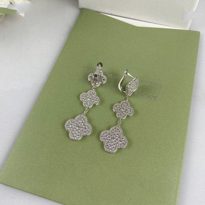 [Bling Jewelrys ]クローバー 3モチーフ ダイヤモンド シルバー ドロップピアス