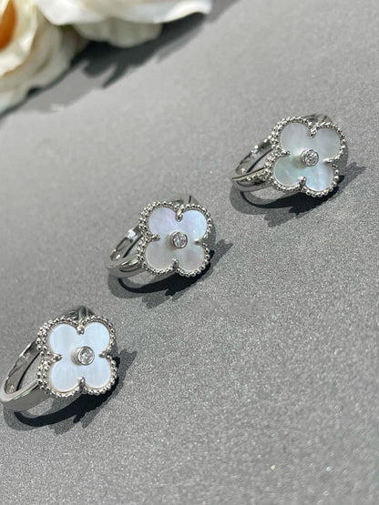 [Bling Jewelrys] KLEEBATT RING SILBER PERLMUTT DIAMANT