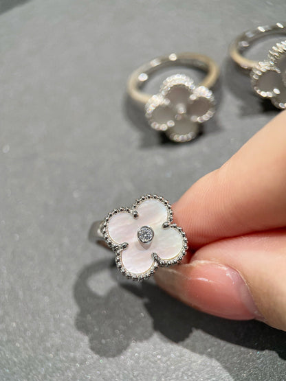 [Bling Jewelrys] KLEEBATT RING SILBER PERLMUTT DIAMANT