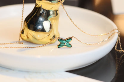 [Bling Jewelrys ]JEUX MALACHITE 1 ダイヤモンド ピンクゴールド ネックレス