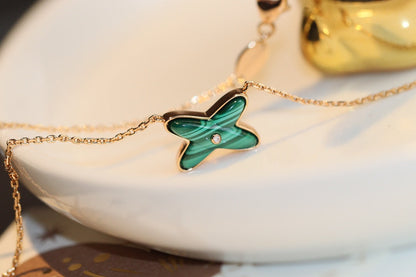 [Bling Jewelrys ]JEUX MALACHITE 1 ダイヤモンド ピンクゴールド ネックレス