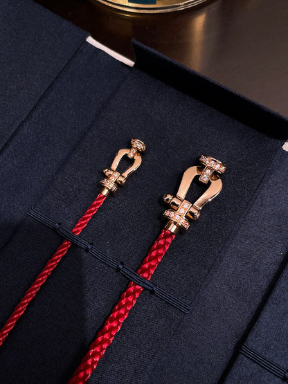 [Bling Jewelrys ]FORCE 10 HALF DIAMOND PINK GOLD RED CORDERI LARGE AND MEDIUM MODEL