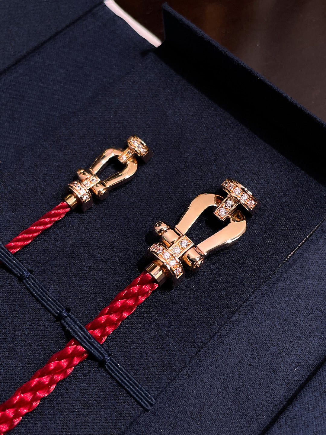 [Bling Jewelrys ]FORCE 10 HALF DIAMOND PINK GOLD RED CORDERI LARGE AND MEDIUM MODEL