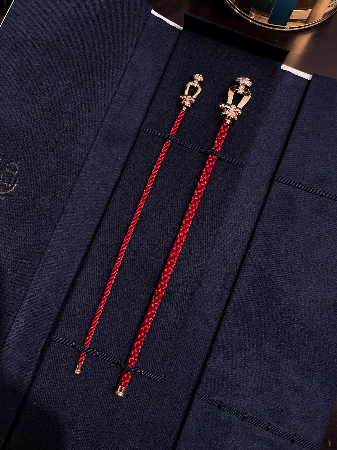[Bling Jewelrys ]FORCE 10 HALF DIAMOND PINK GOLD RED CORDERI LARGE AND MEDIUM MODEL