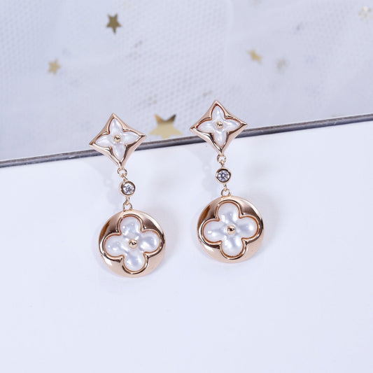 [Bling Jewelrys ]STAR AND SUN PINK GOLD MOP DROP EARRINGS