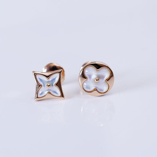 [Bling Jewelrys ]STAR AND SUN PINK GOLD MOP STUD EARRINGS