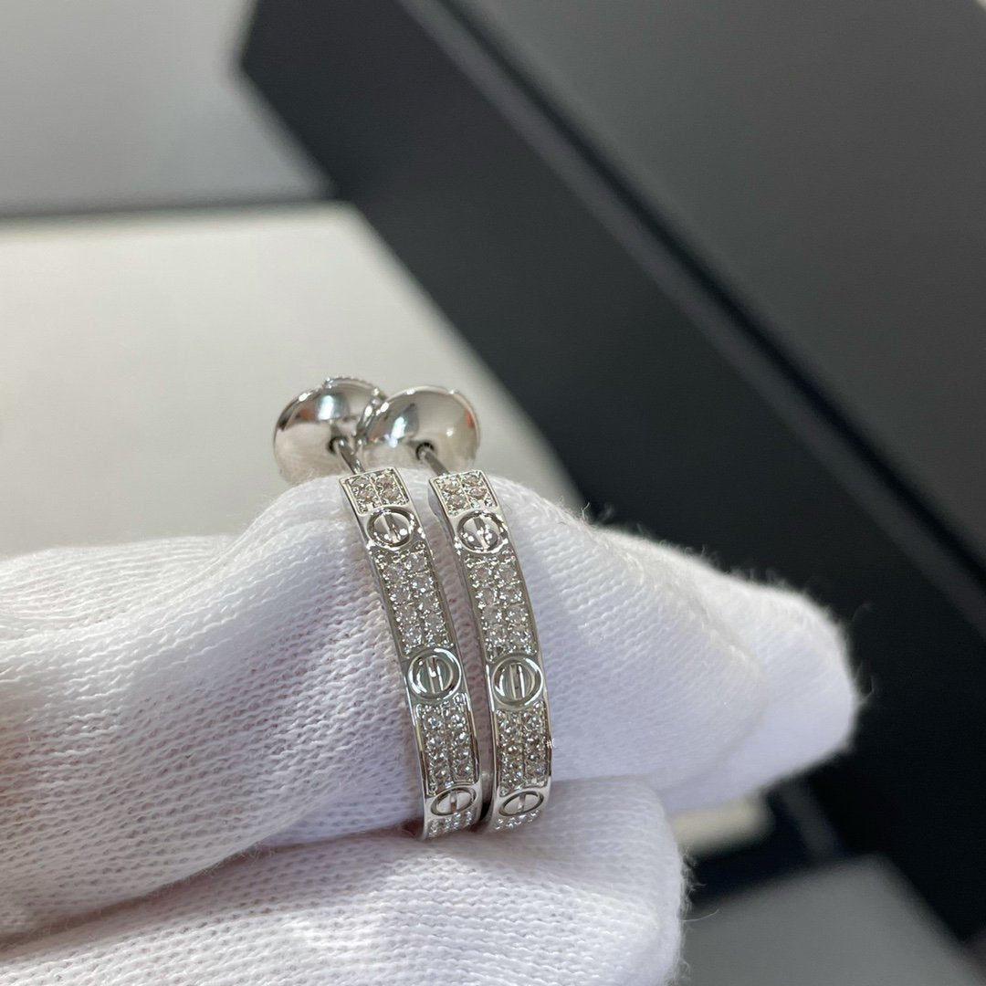 [Bling Jewelry] ラブ ダイヤモンド シルバー フープピアス