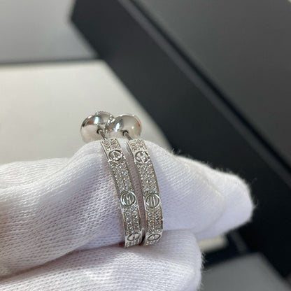 [Bling Jewelry] ラブ ダイヤモンド シルバー フープピアス