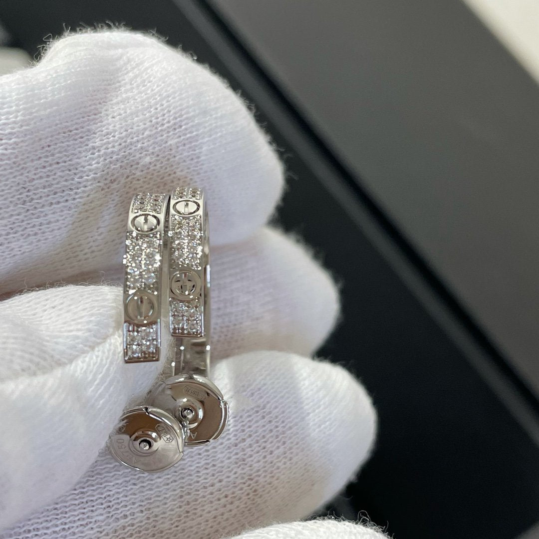 [Bling Jewelry] ラブ ダイヤモンド シルバー フープピアス