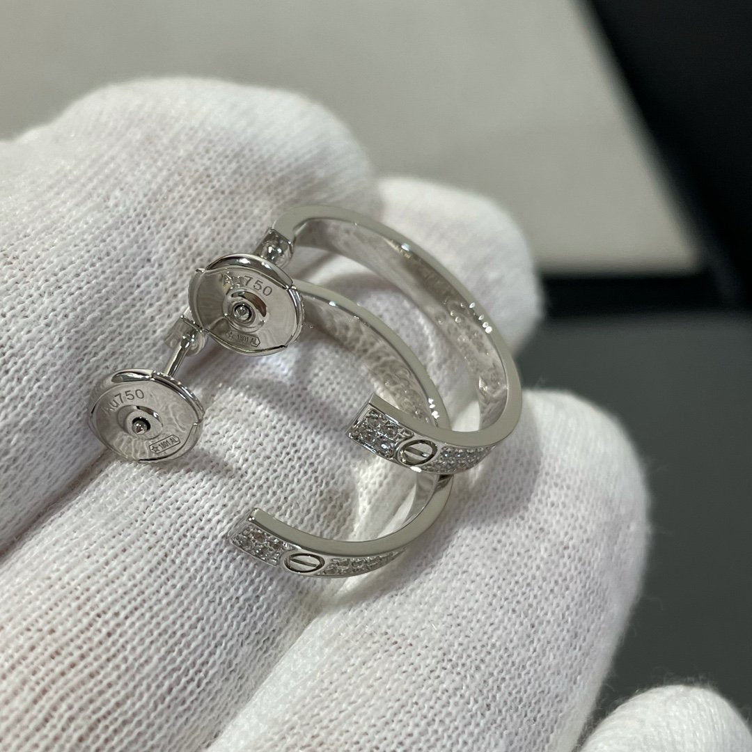 [Bling Jewelry] ラブ ダイヤモンド シルバー フープピアス
