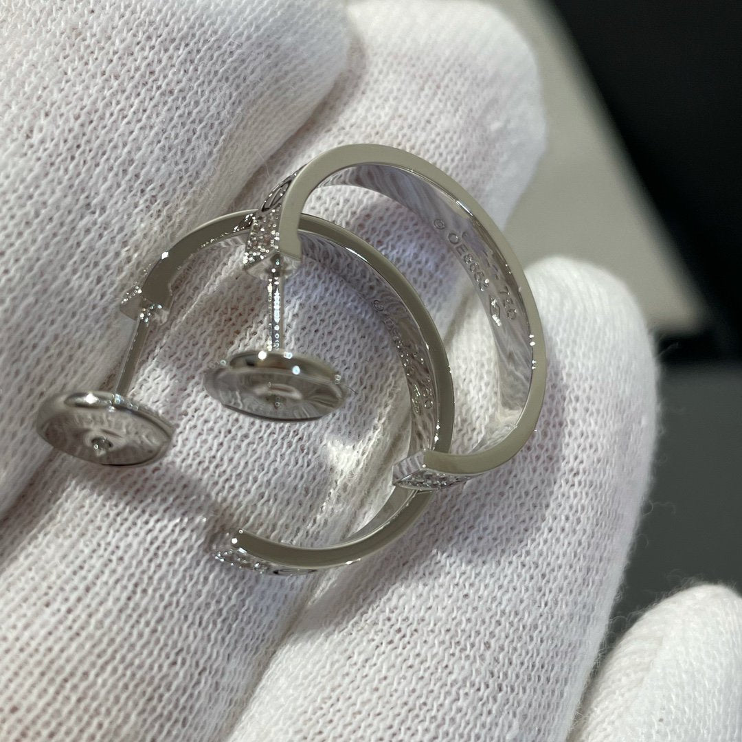 [Bling Jewelry] ラブ ダイヤモンド シルバー フープピアス