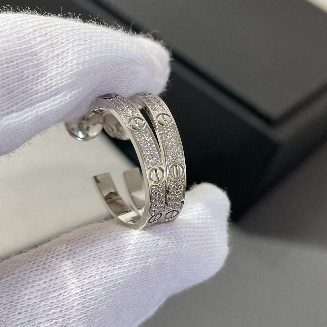 [Bling Jewelry] ラブ ダイヤモンド シルバー フープピアス