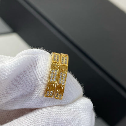 [Bling Jewelrys ]LOVE DIAMOND GOLD HOOP EARRINGS