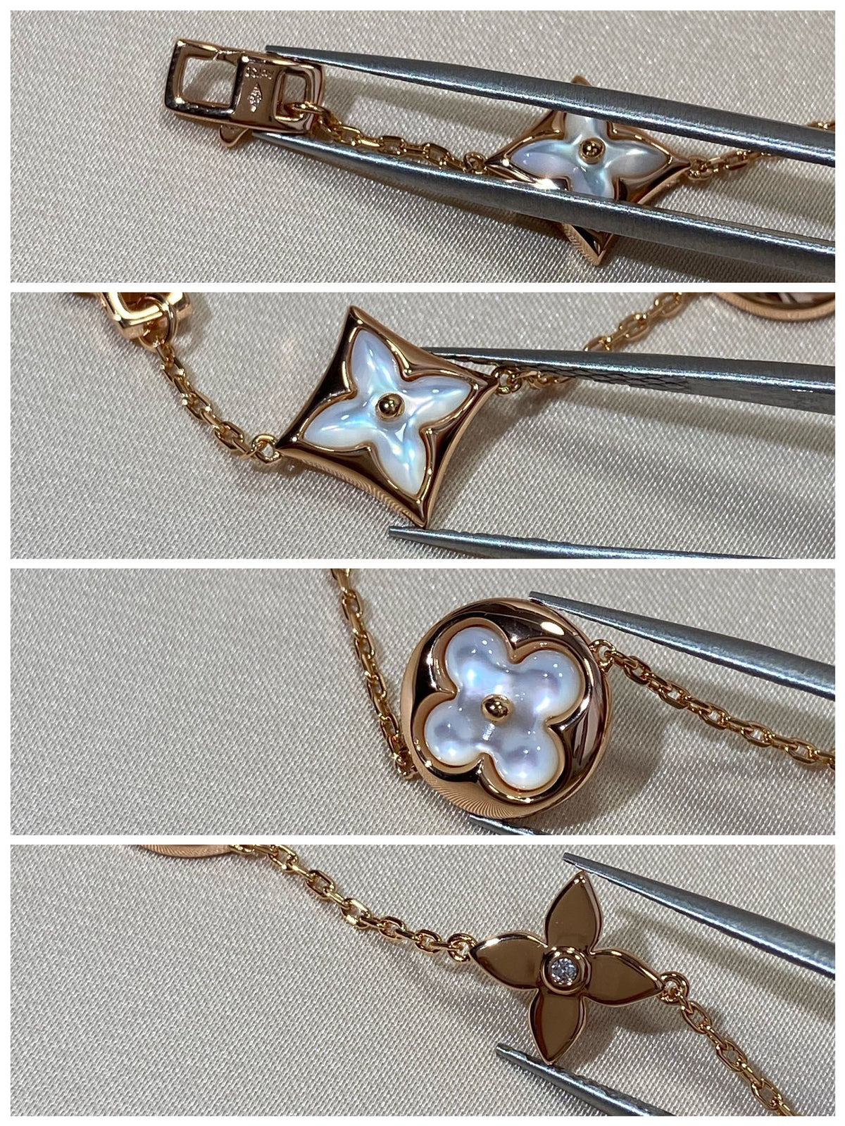 [Bling Jewelrys ]STAR AND SUN 5 MOTIF MOP PINK GOLD BRACELET