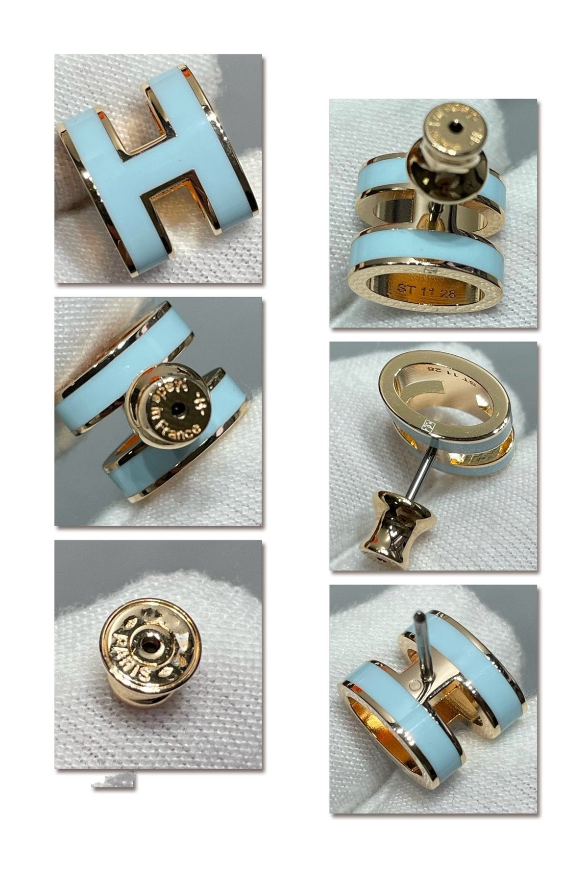 [Bling Jewelrys ]POP H SKY BLUE STUD EARRINGS