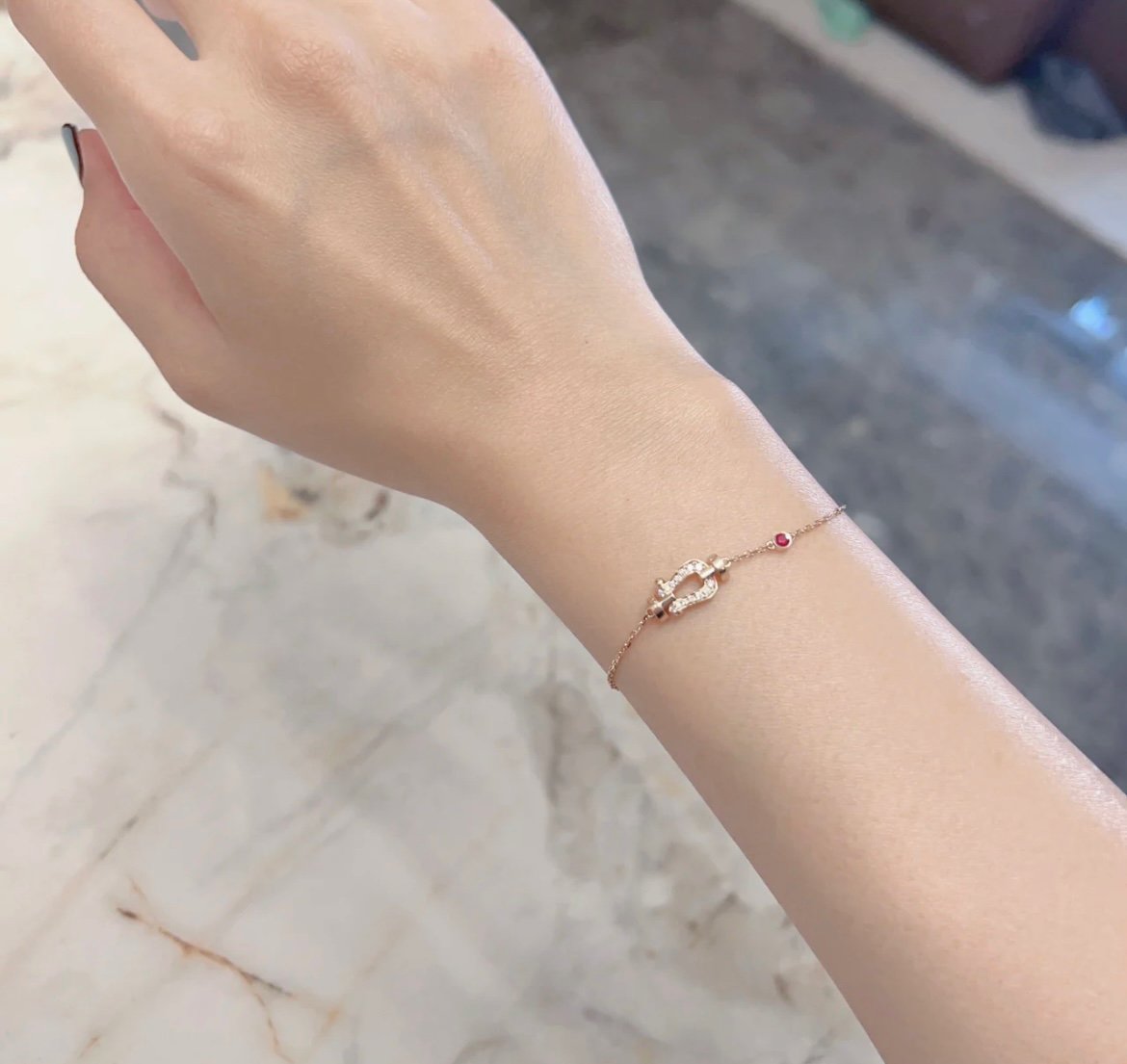 [Bling Jewelrys ]FORCE 10 DIAMOND CHAIN LINK PINK GOLD BRACELET