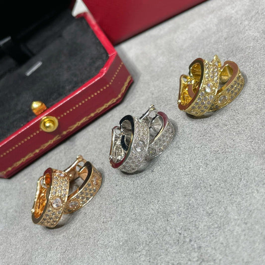 [Bling Jewelrys ]LOVE 5.5MM DIAMOND PAVED EARRINGS