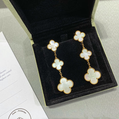 [Bling Jewelry] KLEEBALL-Ohrringe mit 3 Motiven aus Perlmutt in Gold