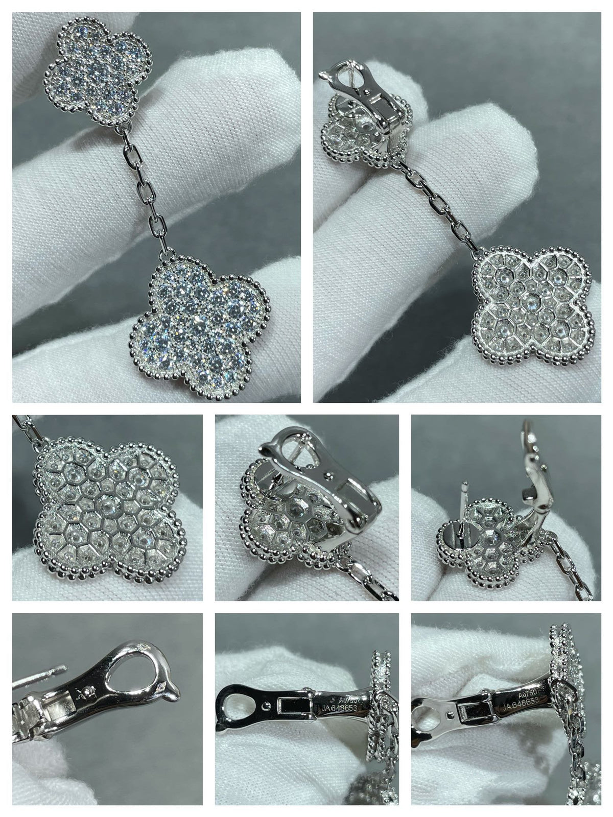 {
  "Bling Jewelrys": "Bling Jewelry",
  "CLOVER 2 MOTIFS DIAMOND PAVED SILVER EARRINGS": "KLEEBLATT 2 MOTIVE DIAMANT BESETZTE SILBEROHRRINGE"
}