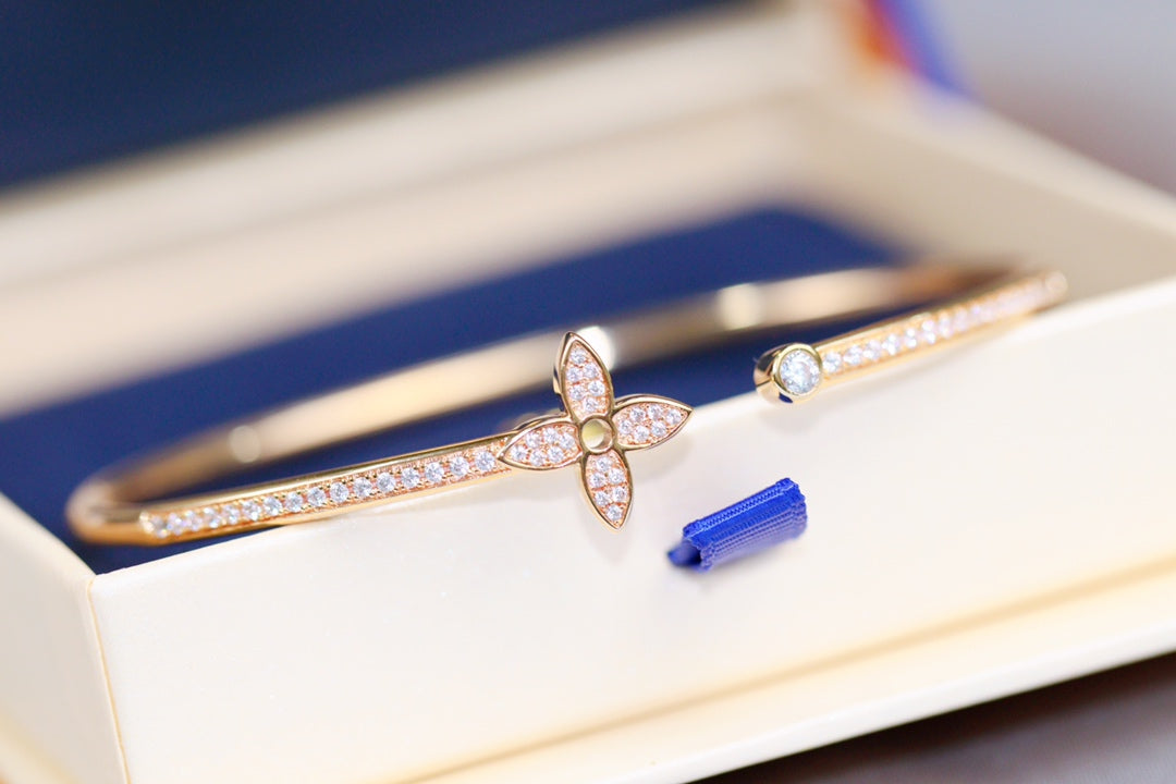 [Bling Jewelrys ]IDYLLE PINK GOLD OPEN BRACELET DIAMOND PAVED
