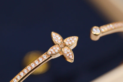 [Bling Jewelrys ]IDYLLE PINK GOLD OPEN BRACELET DIAMOND PAVED