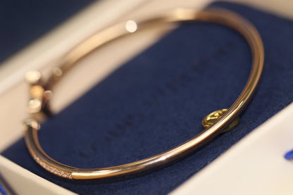 [Bling Jewelrys ]IDYLLE PINK GOLD OPEN BRACELET DIAMOND PAVED