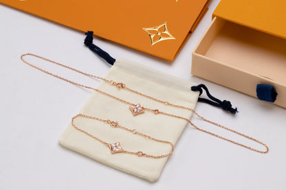[Bling Jewelrys ]STAR PINK MOP 1 DIAMOND PINK GOLD NECKLACE