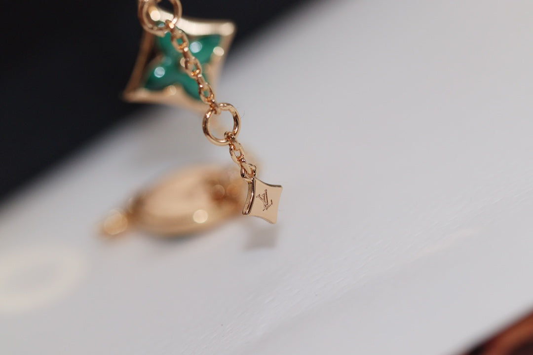 [Bling Jewelrys ]STAR AND SUN 4 MOTIF PINK GOLD MALACHITE BRACELET