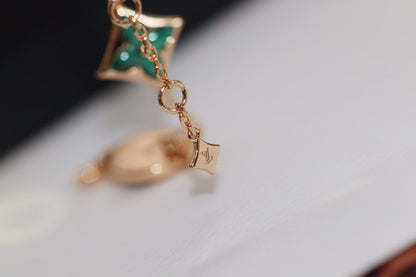 [Bling Jewelrys ]STAR AND SUN 4 MOTIF PINK GOLD MALACHITE BRACELET