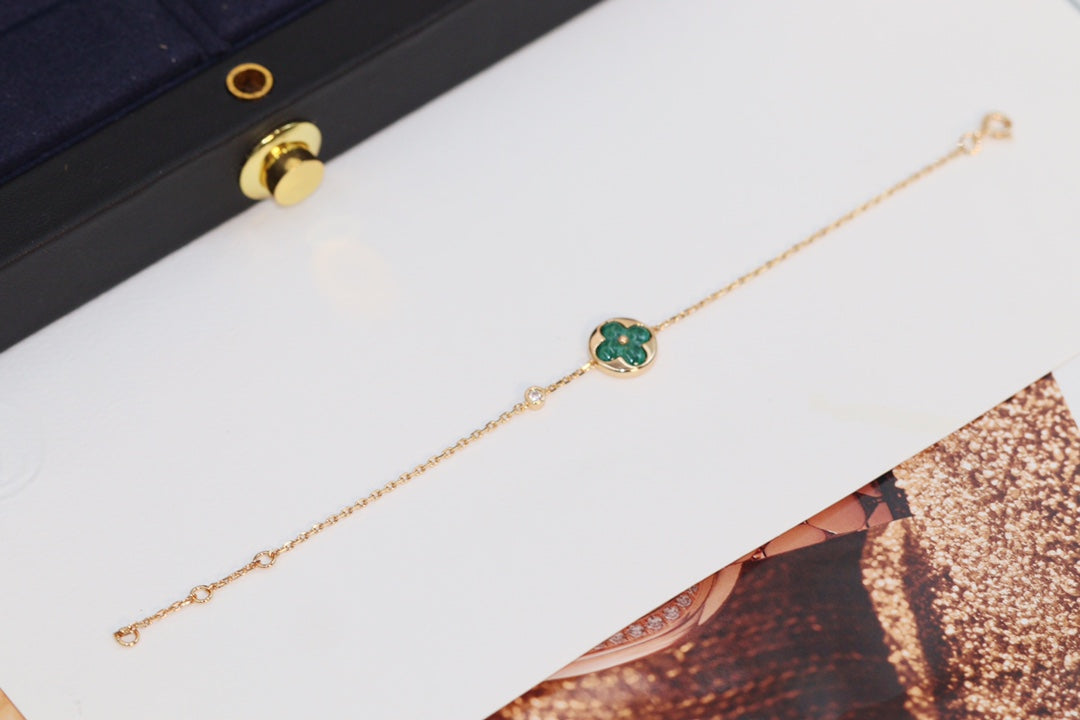 [Bling Jewelrys ]STAR AND SUN 4 MOTIF PINK GOLD MALACHITE BRACELET