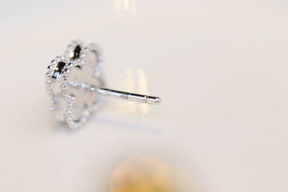 [Bling Jewelrys ]CLOVER MINI TURQUOISE SILVER STUD EARRINGS