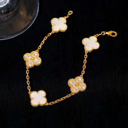 [Bling Jewelry] KLEEBATT WEISSE PERLMUTT 5-MOTIV ARMBAND KOLLEKTION