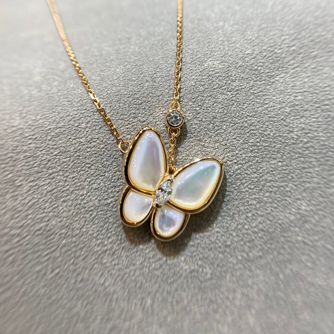 [Bling Jewelry] SCHMETTERLING-HALSKETTE AUS PERLMUTT MIT DIAMANTEN