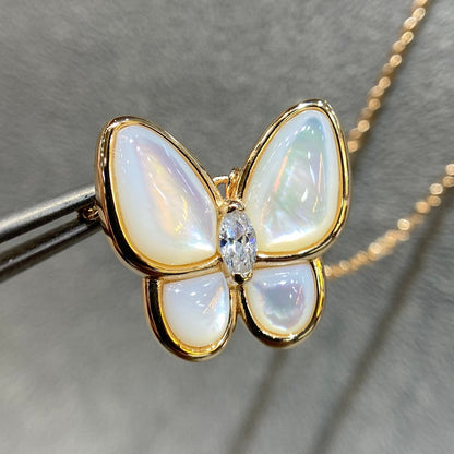 [Bling Jewelry] SCHMETTERLING-HALSKETTE AUS PERLMUTT MIT DIAMANTEN