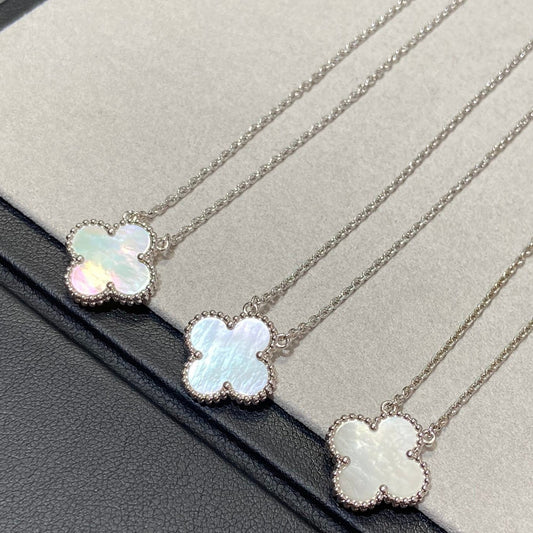 [Bling Jewelrys ]CLOVER MEDIUM SILVER WHITE MOP NECKLACE