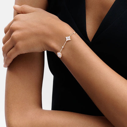 [Bling Jewelrys ]STAR AND SUN 4 MOTIF WHITE MOP PINK GOLD BRACELET