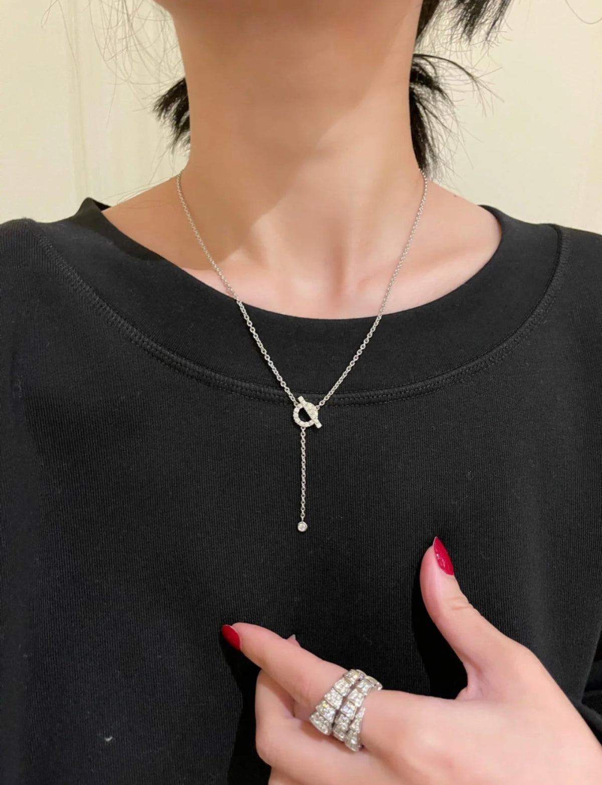 [Bling Jewelrys ]FINESSE SILVER DIAMOND NECKLACE