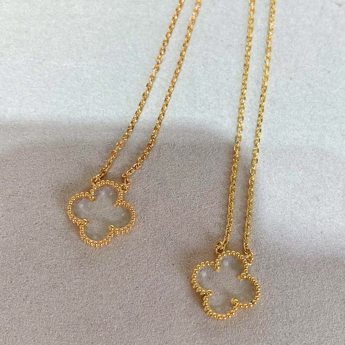 [Bling Jewelrys ]CLOVER ROCK CRYSTAL ROSE GOLD NECKLACE