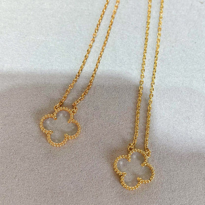 [Bling Jewelrys ]CLOVER ROCK CRYSTAL ROSE GOLD NECKLACE