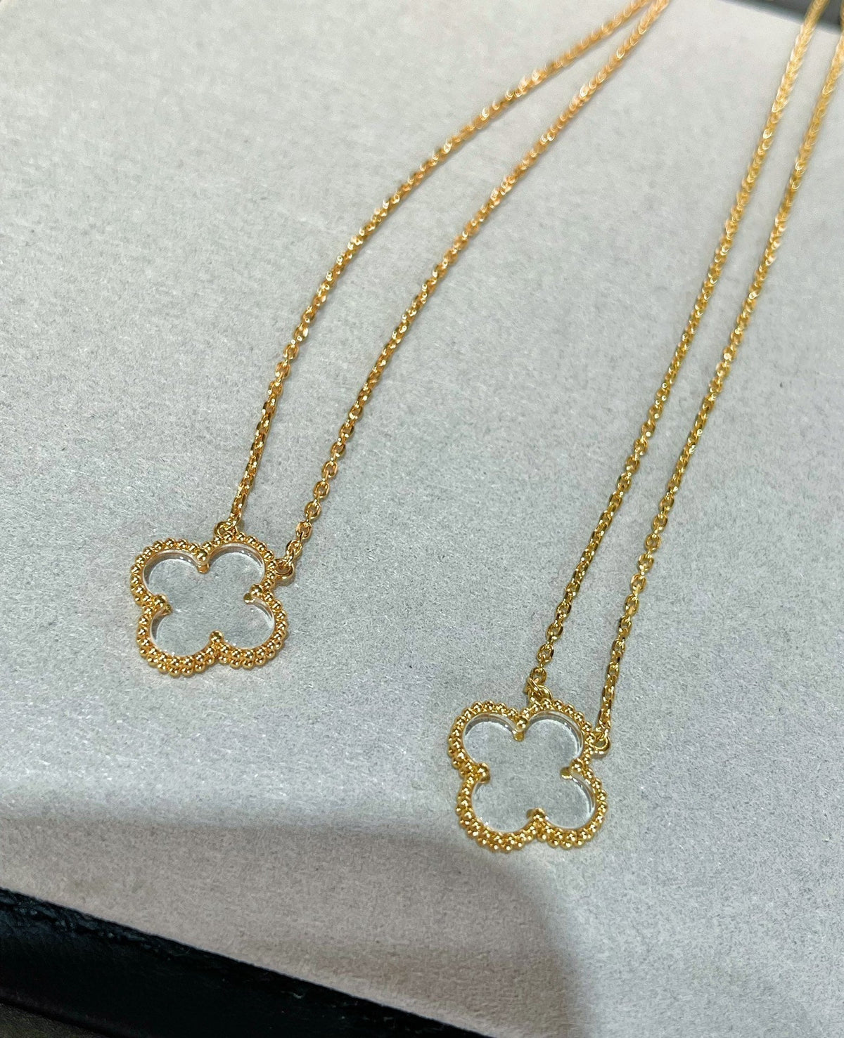 [Bling Jewelrys ]CLOVER ROCK CRYSTAL ROSE GOLD NECKLACE