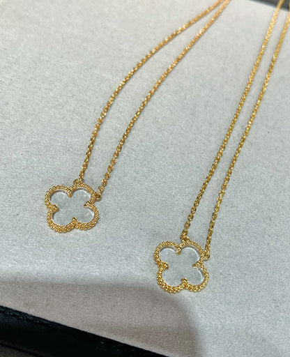 [Bling Jewelrys ]CLOVER ROCK CRYSTAL ROSE GOLD NECKLACE