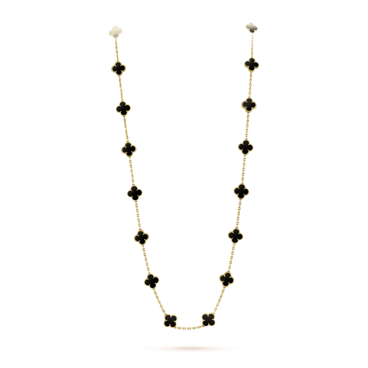 [Bling Jewelrys ]CLOVER 20 MOTIFS ONYX NECKLACE