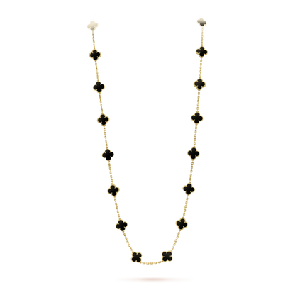 [Bling Jewelrys ]CLOVER 20 MOTIFS ONYX NECKLACE
