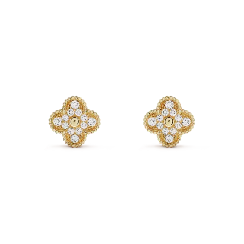 [Bling Jewelrys ]CLOVER MEDIUM 1 MOTIFS FUll DIAMOND EARRINGS