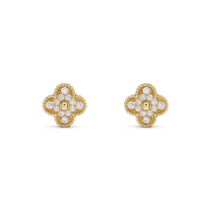[Bling Jewelrys ]クローバー ミディアム 1モチーフ フルダイヤモンド イヤリング