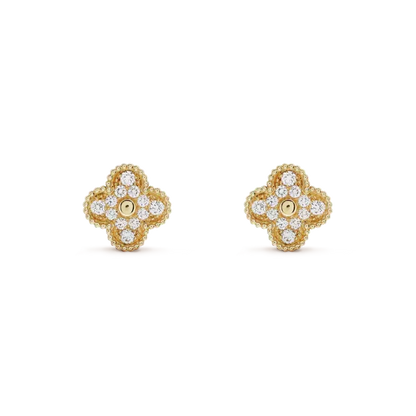 [Bling Jewelrys ]CLOVER MEDIUM 1 MOTIFS FUll DIAMOND EARRINGS