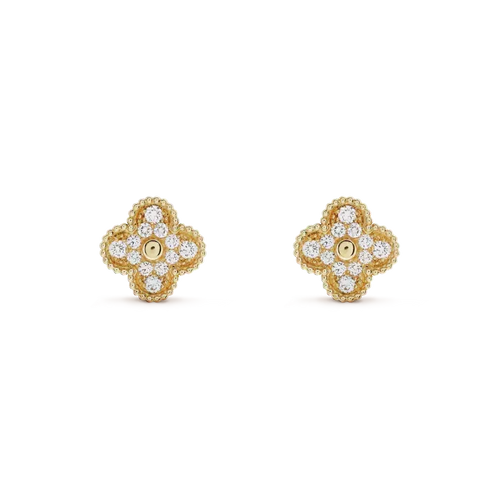 [Bling Jewelrys ]CLOVER MEDIUM 1 MOTIFS FUll DIAMOND EARRINGS